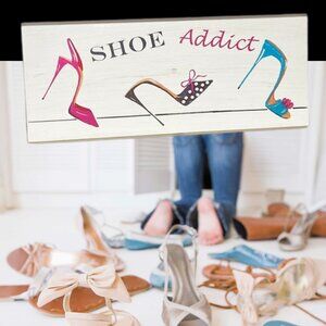Shoe Addict  Wood Sign Fashion Wall Decor Bohemian Wall Hanging Dorm Room Ready
